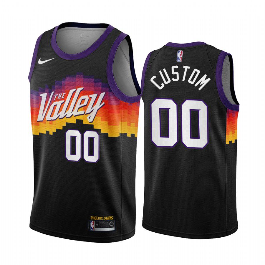 Men Phoenix Suns #00 custom black city edition the valley 2020 nba jersey->customized nba jersey->Custom Jersey